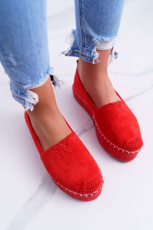 Women's Suede Platform Espadrilles Red Varles