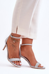 Shiny Heeled Sandals Silver Gedna