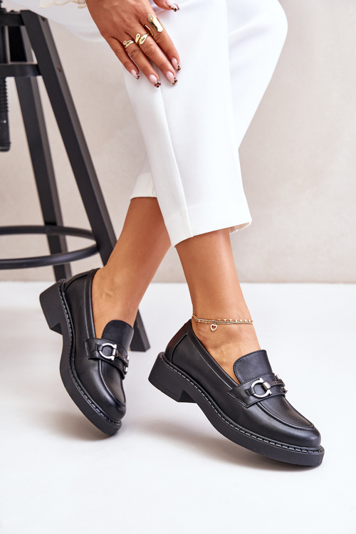 Women's Leather Loafers Black Beanika