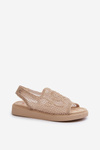 Women's Flat Sandals Adorned with Black Flowers Abidina