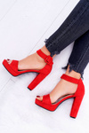 Women's Stiletto Heeled Sandals Suede Red ShakeUp