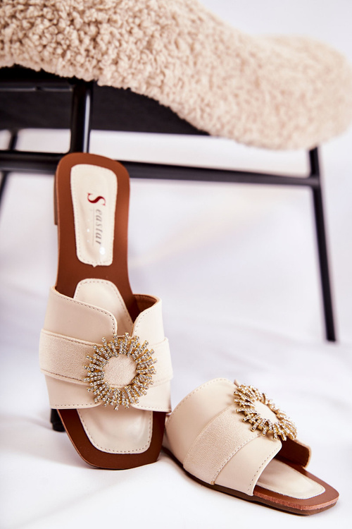Comfortable Women's Slippers With Decoration Light beige Ginera