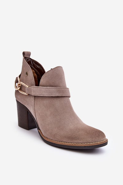 Women's Suede Boots on Heel Maciejka 06247-04 Beige