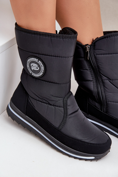 Women's Snow Boots With Zipper Progress PROGJ-21-09 Black