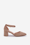 Suede Heels On A Heel Dark Beige Promise