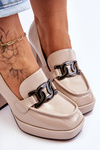 Leather Pumps On Massive Heels Beige Maximo