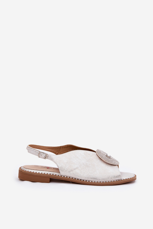 Shiny Women's Sandals With Decorative Detail S.Barski KV51-012 Silver