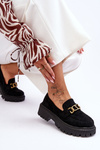 Women's Suede Moccasins on Platform Black Larey