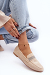 Women's Moccasins with Zircons Beige Ralrika