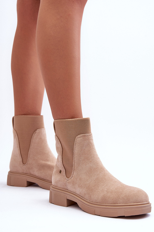 Women's Suede Ankle Boots Beige Tannaz