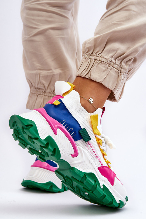 Women's Sock Sneakers White-Green Keaton