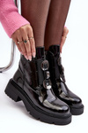 Women's Lacquered Boots with Ornament Black SBarski MR870-53