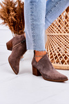 Women's Boots With A Cut On Block Heel Suede Brown Lawrence