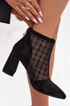 Women's High Heel Ankle Boots with Mesh D A LZ52 944 Black