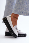 Women's Leather Platform Loafers by S.Barski LR400 White
