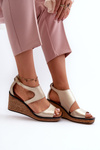 Women's Leather Wedge Sandals Maciejka 06657-25 Gold