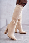 Classic Suede Heel Boots Beige Tressa