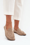 Women's Loafers Made of Eco Suede Flat Beige Miryelle