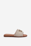 Flat Women's Sandals with Braids and Ornament White Omenna