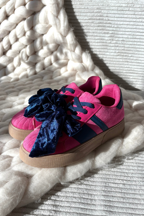 Women's Sneakers With Velvet Bow Fuchsia Ashlyn
