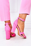 Neon Fuchsia Destino Suede Stiletto Sandals