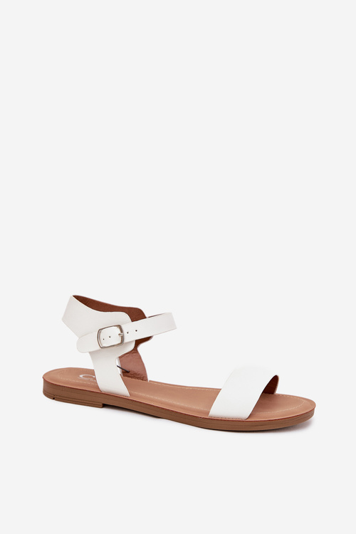 Women's sandals on flat heel eco leather white Kivara