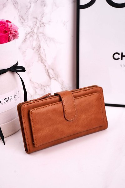 Duży Portfel Damski Z Dodatkowym Miejscem Na Karty Brązowy