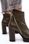 Fashionable Leather Boots On Heel Laura Messi 2509/195 Dark Green
