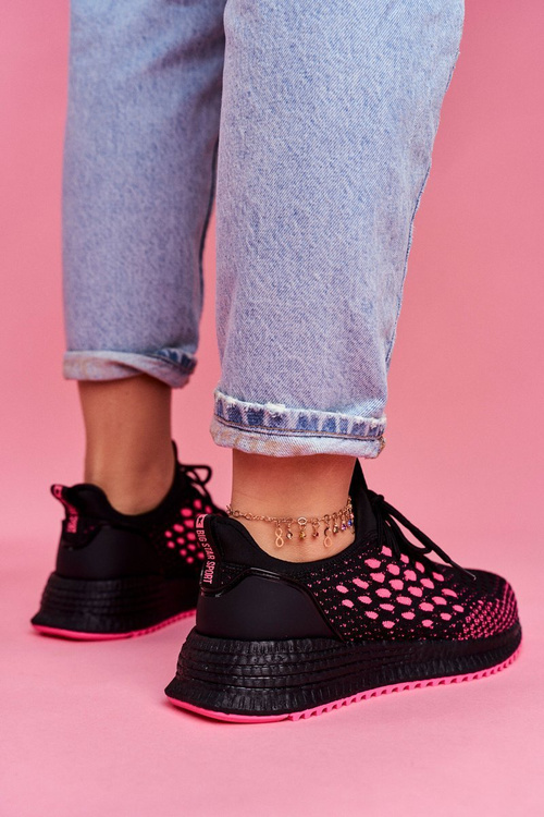 Women's Sport Shoes Sneakers Big Star Black Fuchsia FF274964