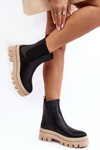 Leather Boots Workery Black-Beige Loretta