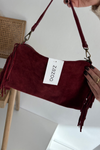 Leather Suede Bag with Fringes Bordeaux Jessira