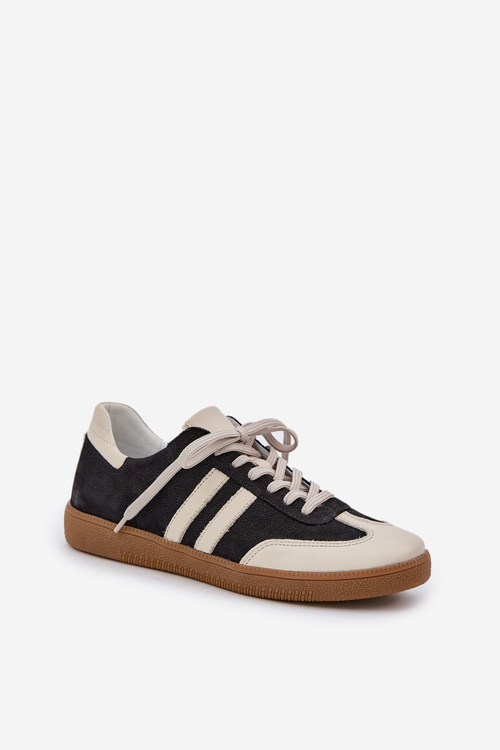 Zazoo N1068 Leather Low Sneakers Women Black