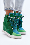 Women's Wedge Sneakers Green Leoppa