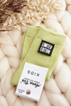 Children's Plain Socks With Patch Light Green