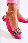 Suede High Heels Ballerinas With Decoration Pink Elena