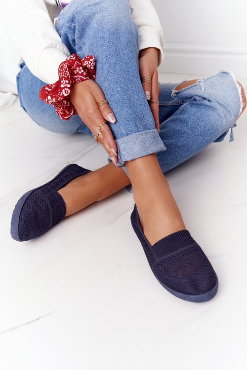 Openwork Slip-On Sneakers Navy Blue Chillout