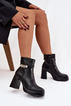 Insulated Women's Ankle Boots with Decorative Strap Black Giordina