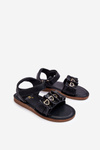 Children's Sandals With Velcro Hearts Black Havana