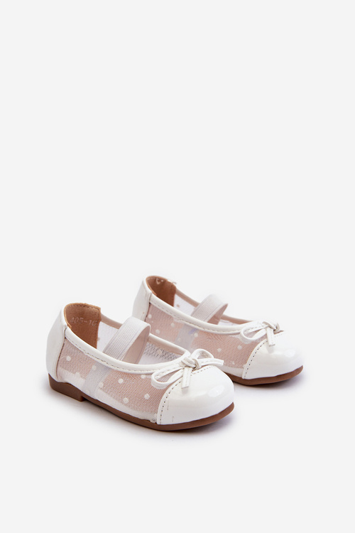 White Children's Ballerina Flats with Bow Jellema