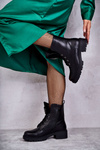 Warm Leather Boots With Decoration Black Blandi