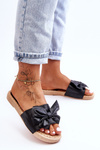 Fashionable women's slippers with a bow Black Estera