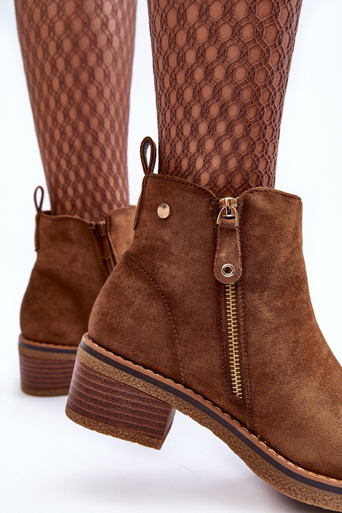 Low Heel Suede Boots Brown Laurisa