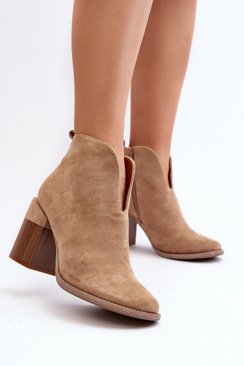Women's Boots on Chunky Heel Beige Nolira
