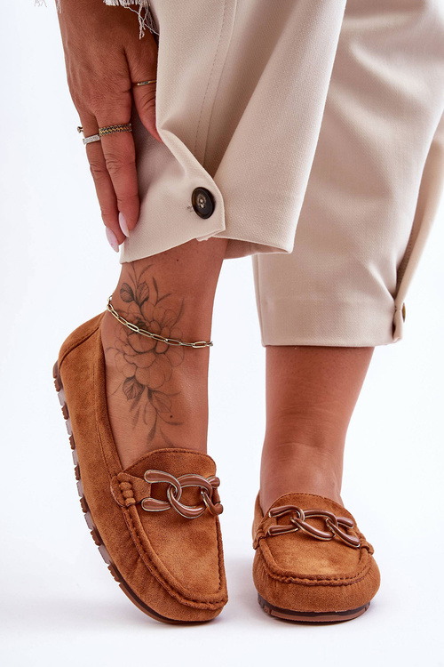 Women's Suede Loafers On Flat Sole Brown Appia