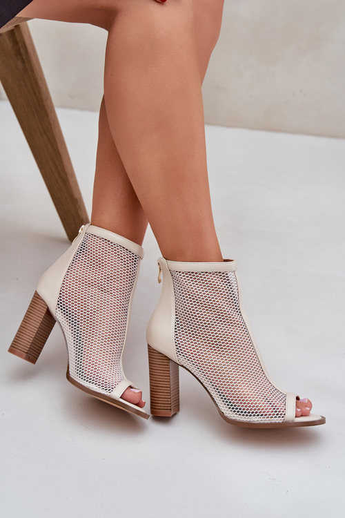 Heeled Sandals With Shaft Beige Taniffia