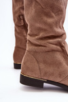 Women's Over-the-Knee Boots on a Flat Heel Beige Bikka