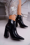 Women's Stiletto Boots Lacquered Black Ferts