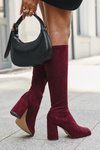 Women's Boots with Stitching on Block Heel Bordeaux Brivana