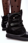 Leather Boots With Wedge Laces Black Amria