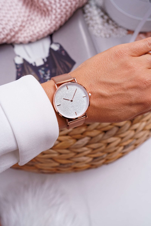 Women's Watch Michael John Pink Gold Brocade Asquere